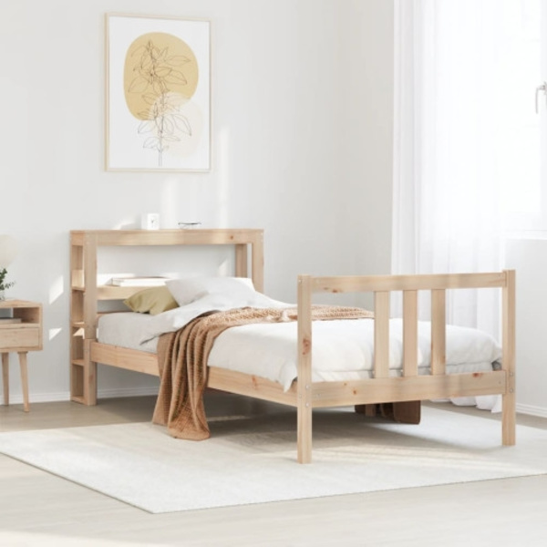 Sängram med huvudgavel 90x190 cm massiv furu