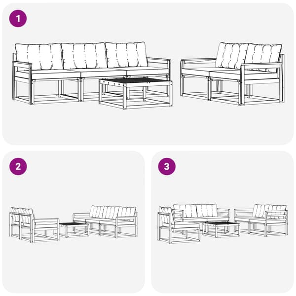 Utomhussoffset med kudde 6 pcs Naturlig och Grädde