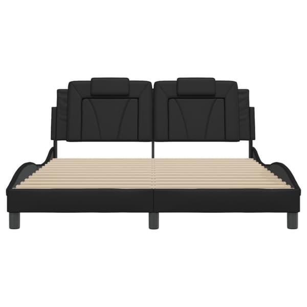 Bed Frame "Viana" with LED without Mattress Black 160x200 cm