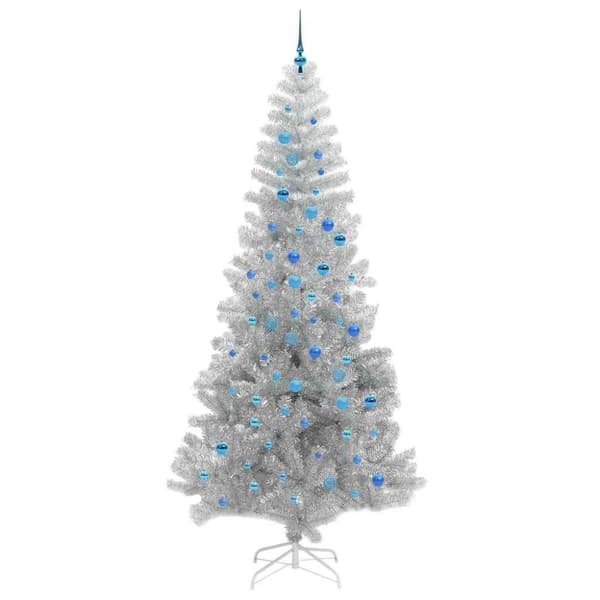 Julgran med LED-belysning Silver 240 cm PET och stål