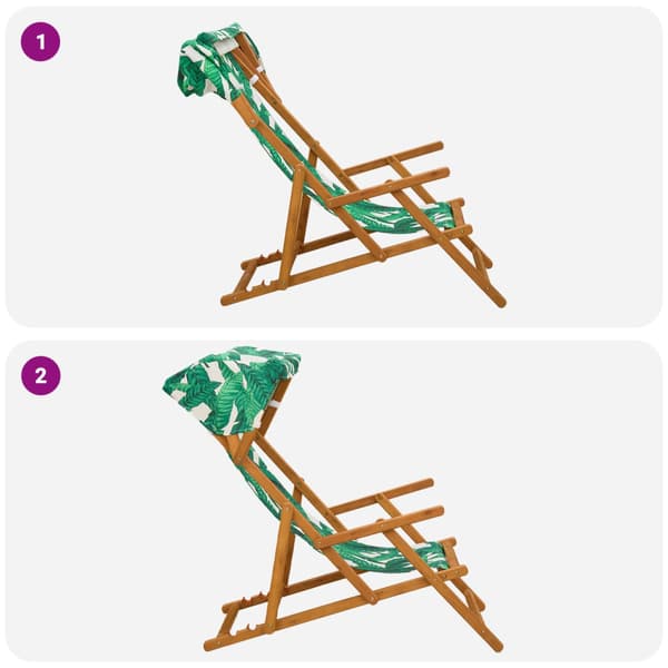 Deck Chair 4 st 3 Position Massiv Eukalyptus Trä Bladmönster
