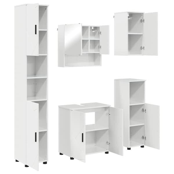 Badrumsmöbelset 5 st Högblanka vita 61 x 35 x 64 cm