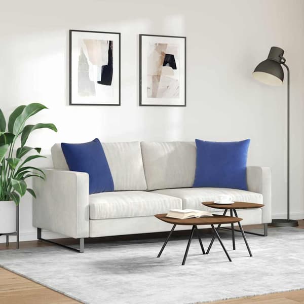 Sofakuddar 2 pcs Polisblå 50 x 50 cm Kordread tyg