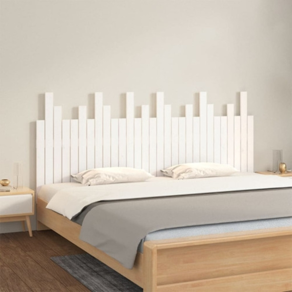 Väggmonterad huvudgavel vit 185x3x80 cm massiv furu