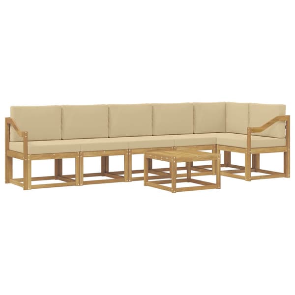 Utomhussoffset med kudde 7 pcs Vit och Beige Polyester