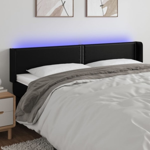 Sänggavel LED svart 163x16x78/88 cm konstläder