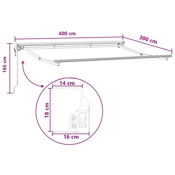 Utdragbar markis Taupe 4 × 3 m Polyester och aluminium