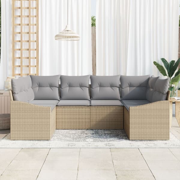 Trädgårdsoffset 6 pcs Beige och Ljusgrå konstrotting