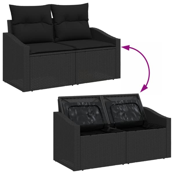 Trädgårdsoffset 9 st Svart Poly rattan