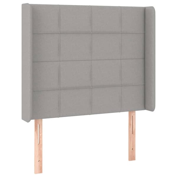 Ramsäng med madrass & LED ljusgrå 100x200 cm tyg