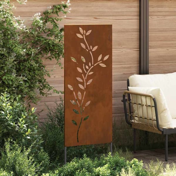 Trädgårds integritetsskärm Blommor Rostig 50 x 140 cm
