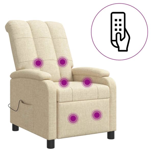Massagefåtölj Gräddvit Tyg
