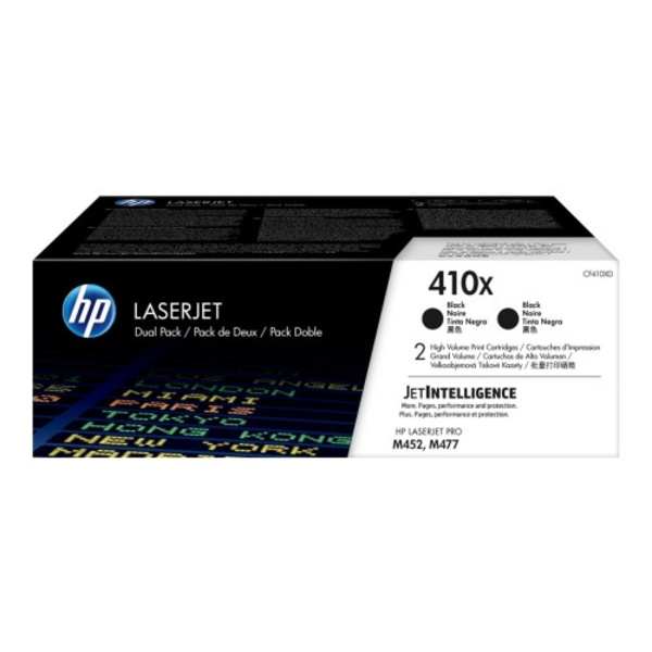 HP 410X - 2-pack - Lång livslängd - svart - original - LaserJet - tonerkassett (CF410XD)
