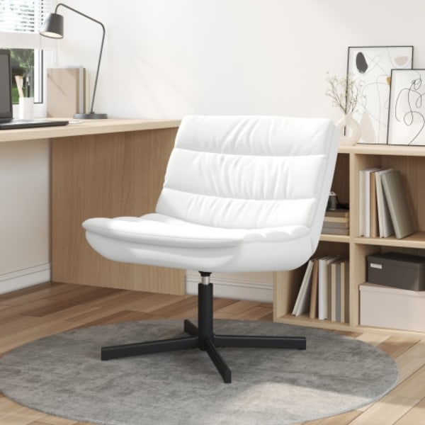 Svängbar Stol Vit Polyester tyg, Metallram Medium Svängbar
