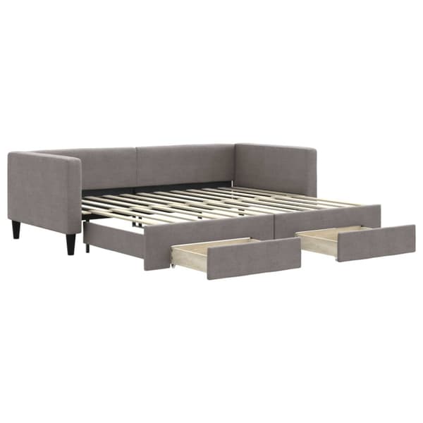 Dagbädd utdragbar med lådor taupe 90x200 cm tyg