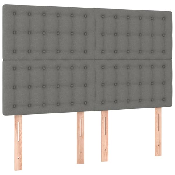 Ramsäng med madrass & LED mörkgrå 140x190 cm tyg
