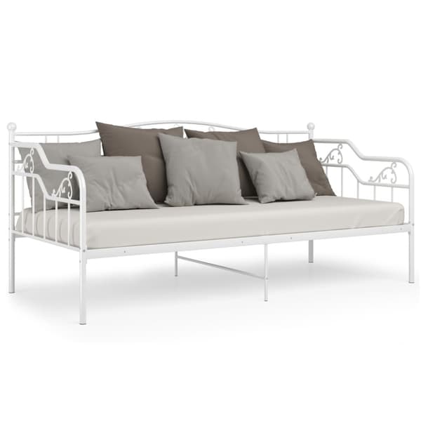 Sängram bäddsoffa vit metall 90x200 cm