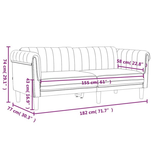 Soffa 2-sits ljusgrå sammet