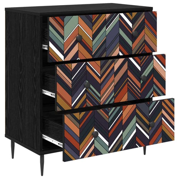 Kommode OMMEN Geometrisk tryck 66 x 36,5 x 76 cm Svart ek