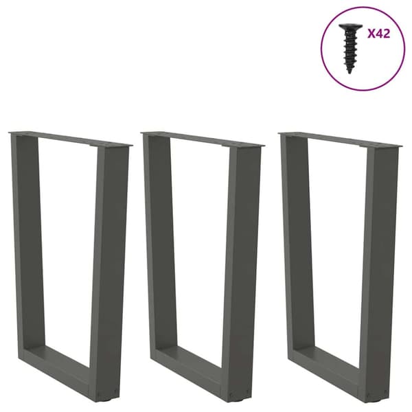 Matbordsben V-formade 3 st antracit 70x(72-73,3) cm stål