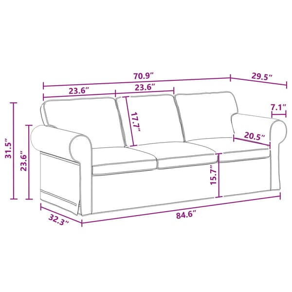 Soffa Mörkgrå 215 x 82 x 80 cm tyg