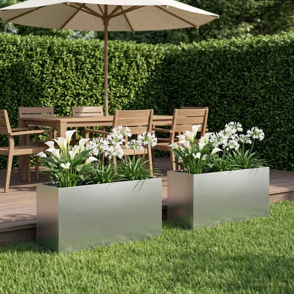 Trädgårdsplanterare 2 st Silver 100 x 30 x 50 cm