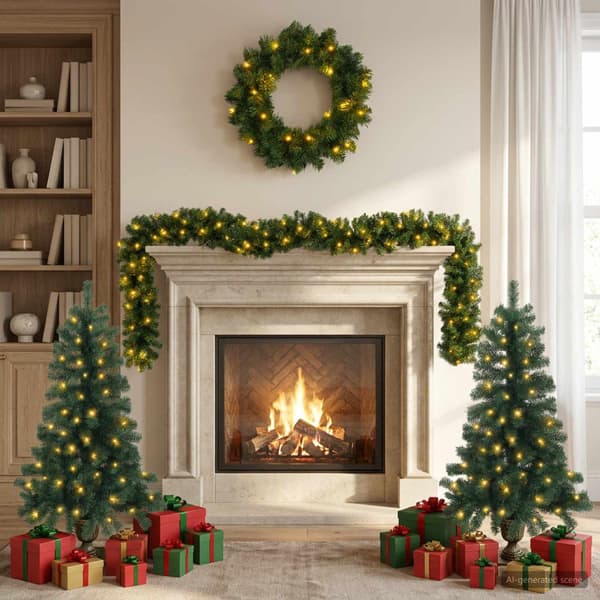 Mini-julgransset 120 cm 275 LED-lampor Varmvit PVC Grön