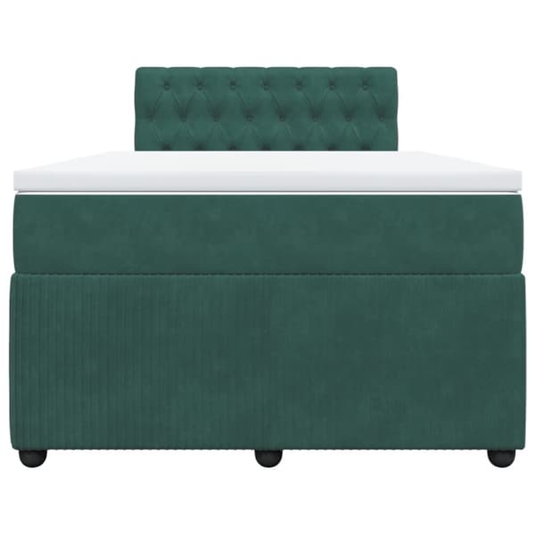 Ramsäng med madrass mörkgrön 120x190 cm sammet
