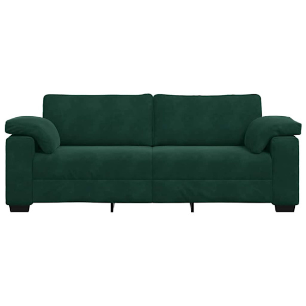 3-sitssoffa mörkgrön 220x77x82 cm sammet