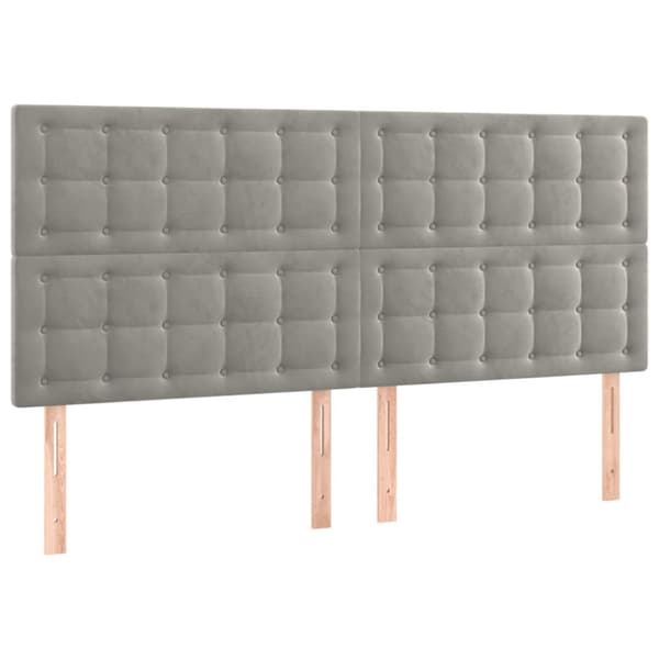 Ramsäng med madrass ljusgrå 180x200 cm sammet
