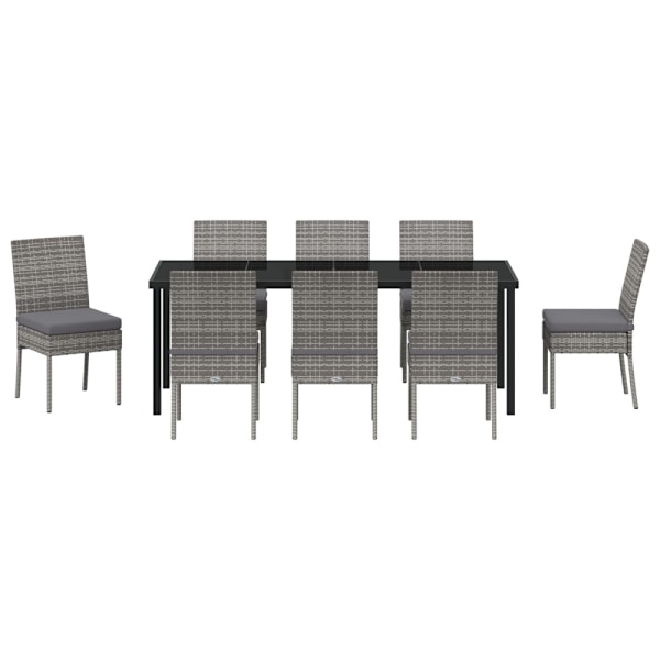 Trädgårdsmöbelset 9 pcs Grå Pulverlackerat stål