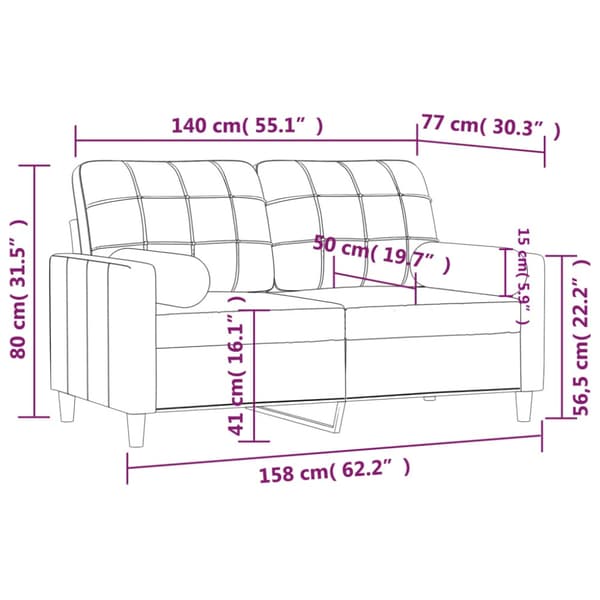 2-sits soffa med prydnadskuddar svart 140 cm tyg