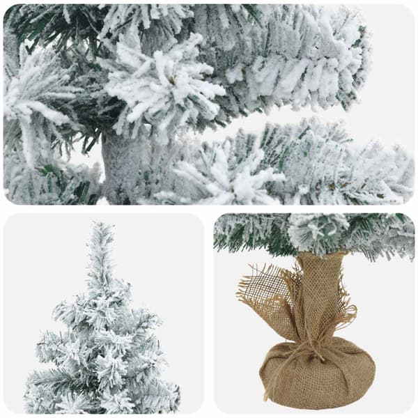 Flockad mini-julgran 90 cm PVC Grön och Vit