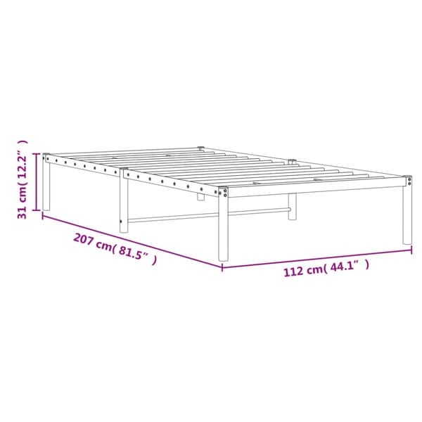 Sängram metall vit 107x203 cm
