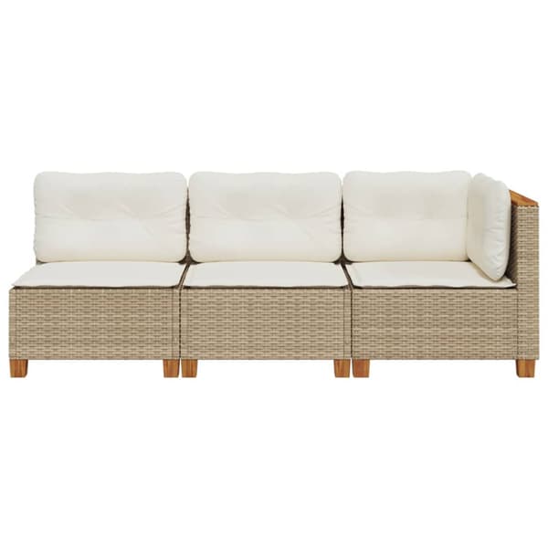 Trädgårdssoffa 3-sits med dynor konstrotting beige
