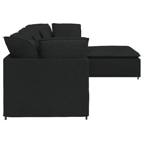 Modulsoffa med fotpall och dynor svart