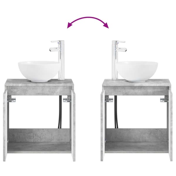 Badrumsmöbelset 4 st Betonggrå Konstruerat trä och glas