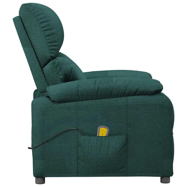 Massagefåtölj mörkgrön tyg