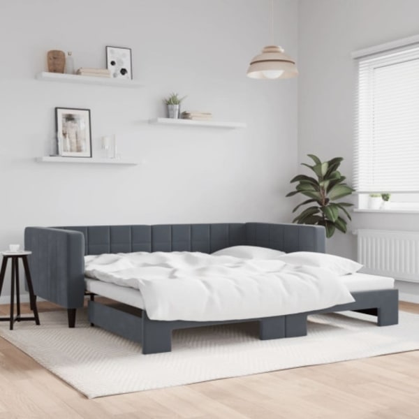 Dagbädd utdragbar mörkgrå 100x200 cm sammet