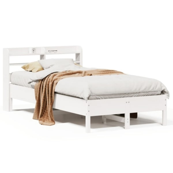 Sängram utan madrass vit 90x200 cm massiv furu