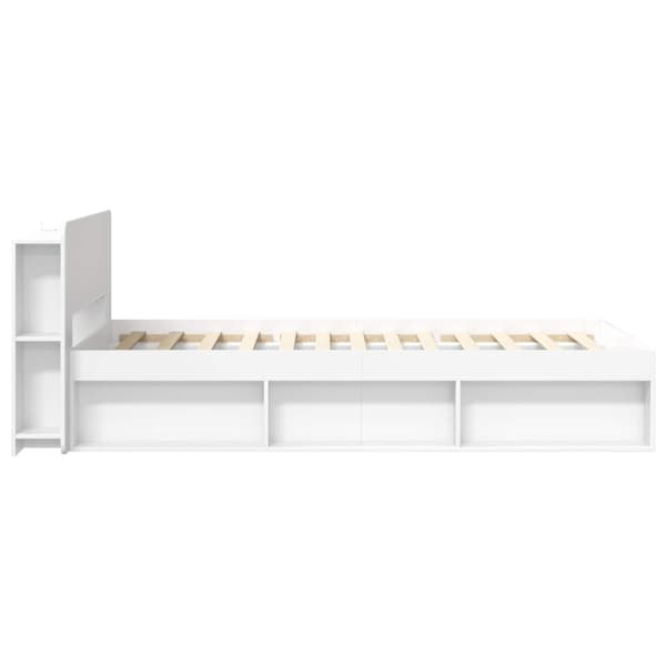 Sängram med förvaring Vit 90 x 200 cm Konstruerat trä