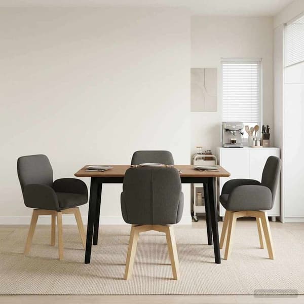 Svängande Matstolar 4 pcs Bouclé Mörkgrå 54 x 58 x 87 cm