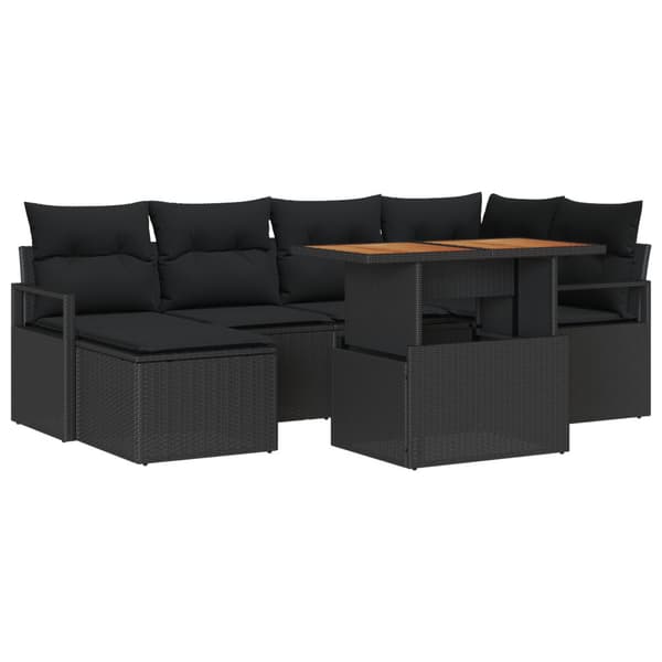 Trädgårdsoffset med lagring 7 pcs Svart Poly rattan
