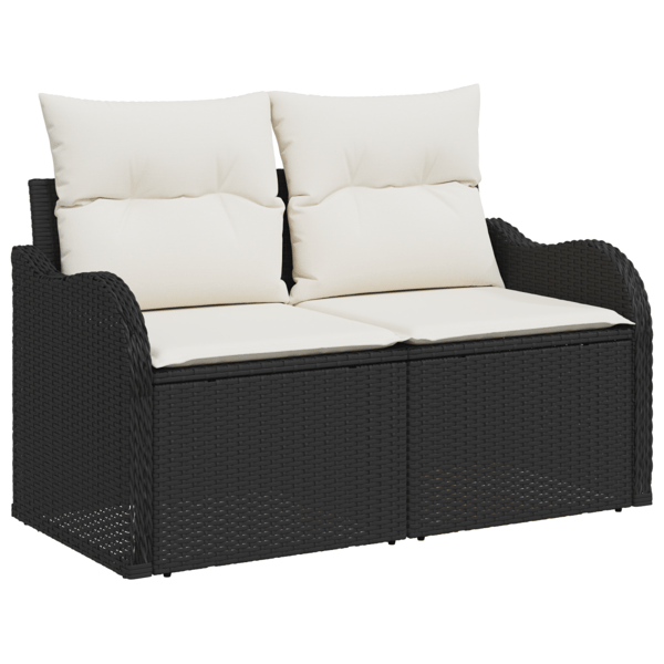 Trädgårdsoffset med lagring 9 pcs Svart Poly rattan