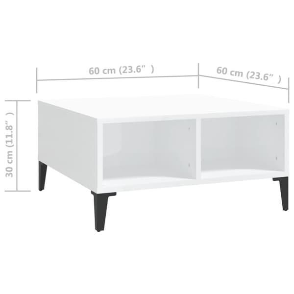 Soffbord vit högglans 60x60x30 cm konstruerat trä