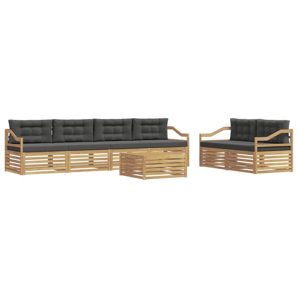 Utomhussoffset med kudde 7 pcs Vit och antracit Polyester