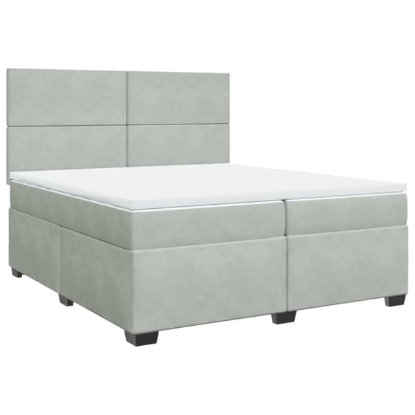 Ramsäng med madrass ljusgrå 200x200 cm sammet