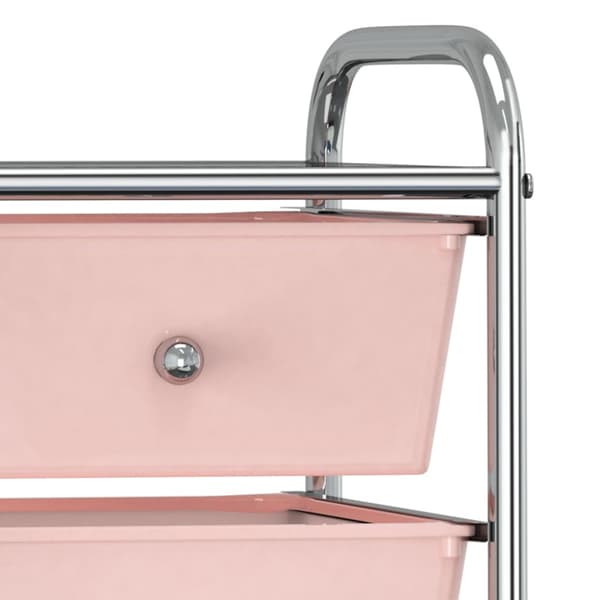 Förvaringsvagn 4 lådor rosa plast