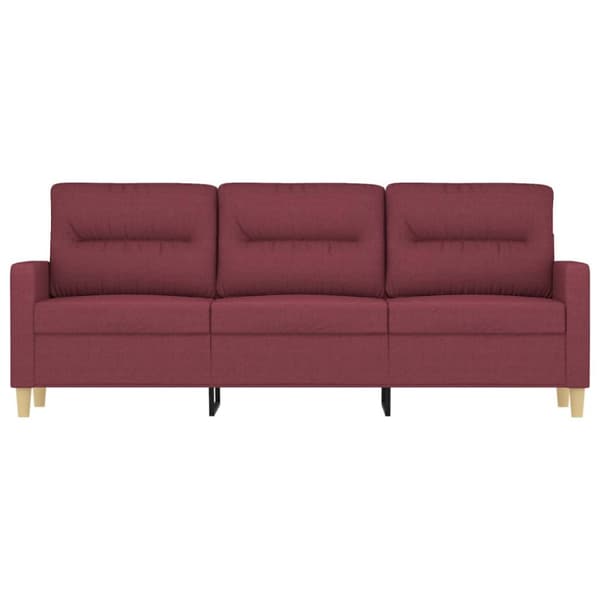 3-sitssoffa vinröd 180 cm tyg