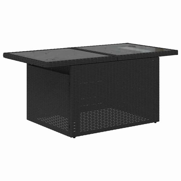 Trädgårdsoffset med kudde med lagring 9 pcs Svart Poly rattan